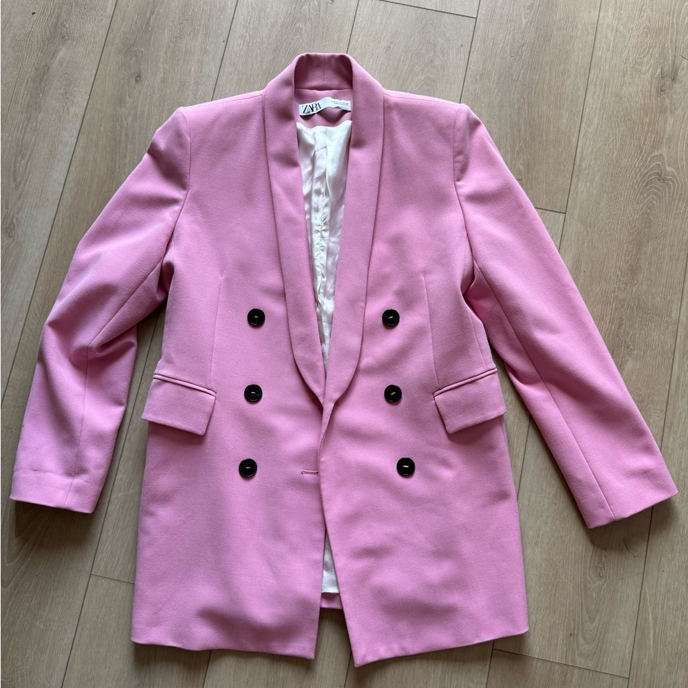 Zara Pink Double-Breasted Blazer